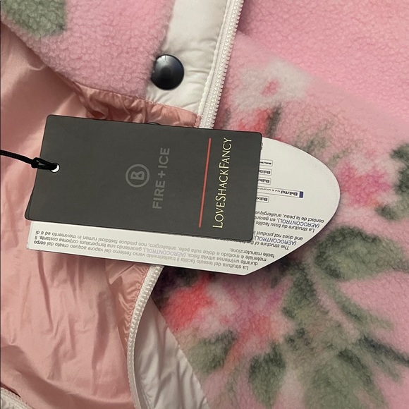 NWT Bogner Fire Ice x Love Shack Fancy Phili Fleece Coat Pink Floral Large - Picture 12 of 14
